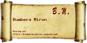 Bumbera Miron névjegykártya